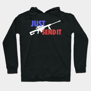 JUST SEND IT - Red, White & Blue - Black Background Hoodie